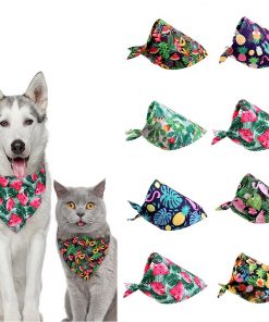 Cartoon Pet Triangle Scarf Dog Fruit Print Triangular Bandage Puppy Saliva Towel Collar Dog Cat Color Bibs Pet Cute Saliva Towel